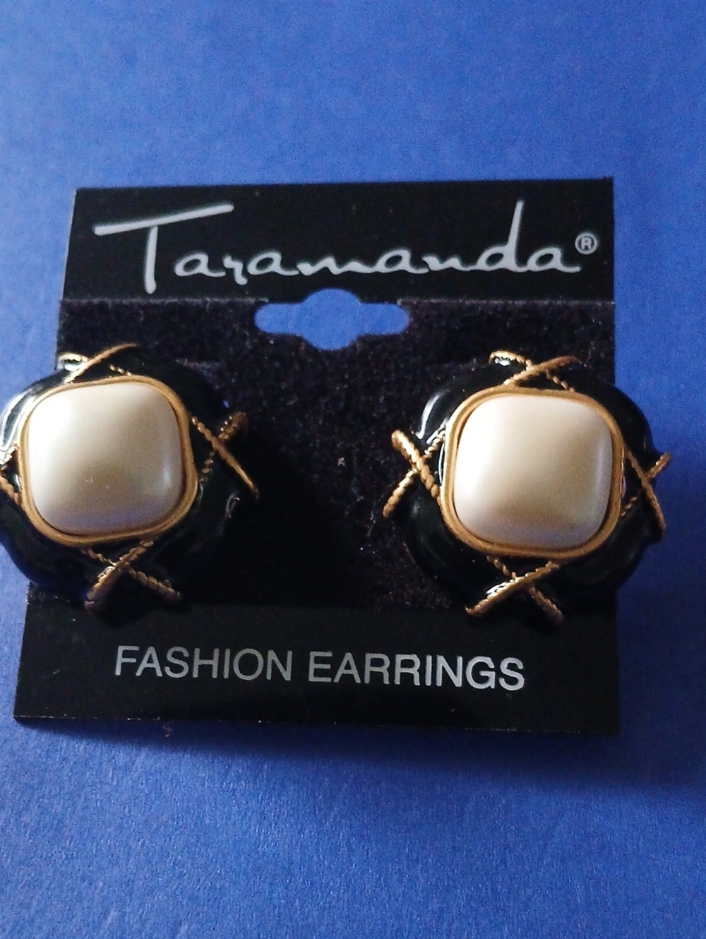 Women’s Cream and Black Fashion Earrings
